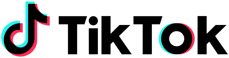 TikTok logo featuring a stylized musical note icon in black with cyan and pink outlines, next to the word TikTok in bold black letters with slight cyan and pink accents, reflecting seamless integrations with other platforms.